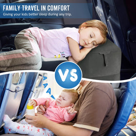 Fabuday plane foot rest inflated on a seat for leg support mid-flight