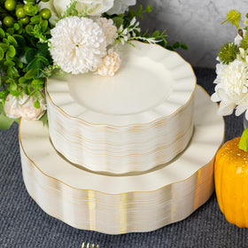Fabulous Party set of gold-trimmed disposable plates aids quick cleanup after events