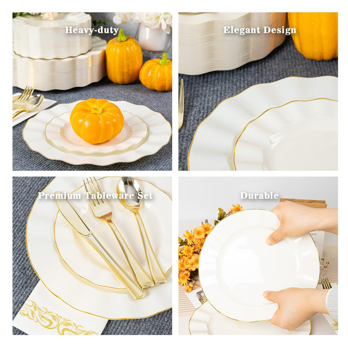 Fabulous Party 7-inch dessert plate with ivory wave finish adds subtle luxury