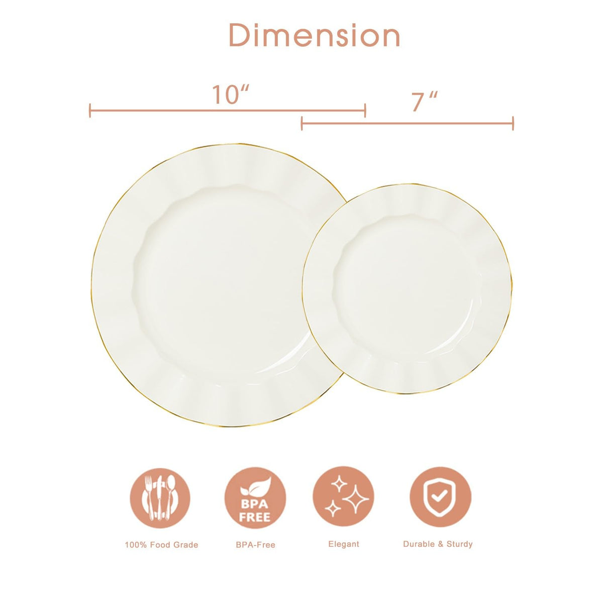 Fabulous Party ivory wave dessert plate with gold trim for coordinated table settings