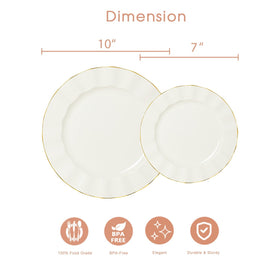 Fabulous Party ivory wave dessert plate with gold trim for coordinated table settings