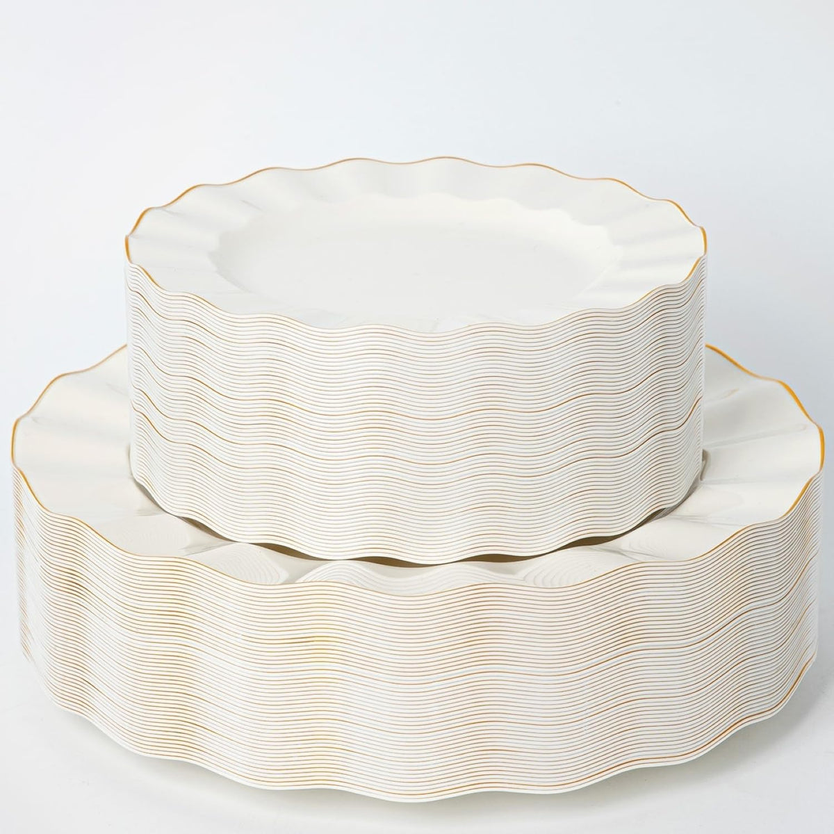 Fabulous Party ivory wave dinner plate with gold trim for elegant celebration dining