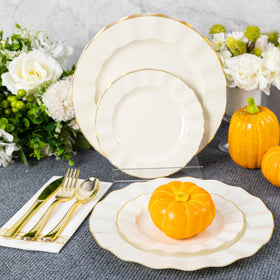 Fabulous Party ivory wave plate duo set enhances Thanksgiving and party table aesthetics