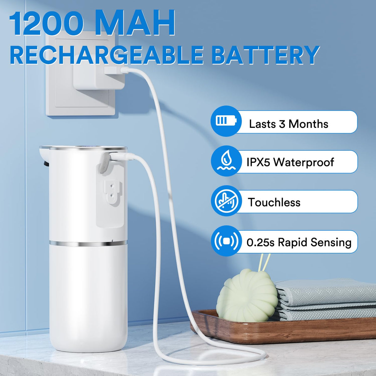 Fachixy IPX5 waterproof dispenser withstands splashes in kitchen and bath.