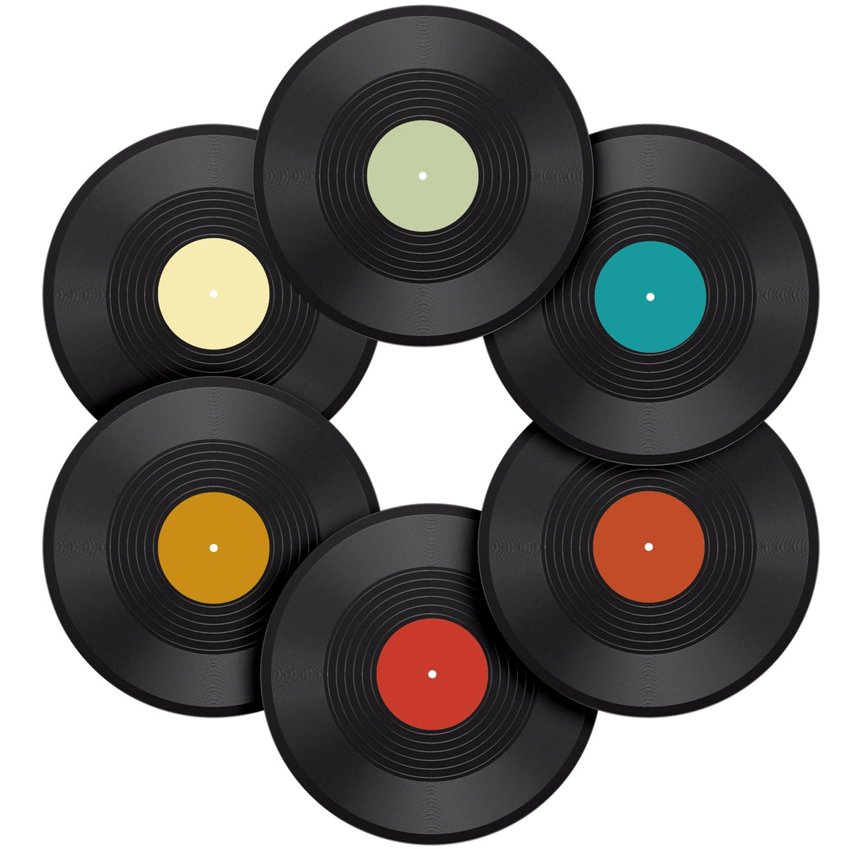 Facmogu blank vinyl record with blue center, ideal for DIY wall art and indie room decor.