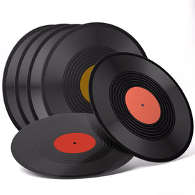 Facmogu blank vinyl record with brown center, blends with warm tones and vintage aesthetics.