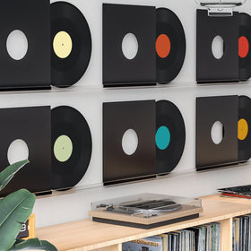 Facmogu blank vinyl record with green center, easy to display on walls or shelves.