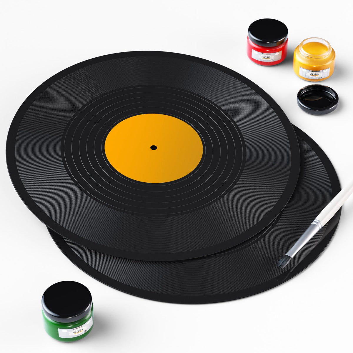 Facmogu blank vinyl record with pink center, sparks playful art and conversation starters.