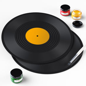 Facmogu blank vinyl record with pink center, sparks playful art and conversation starters.