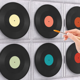 Facmogu blank vinyl record with yellow center, great for personalized crafts and gallery walls.