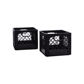 Factory Direct Partners milk crate 16-quart front view, ideal for organized two-pack storage.