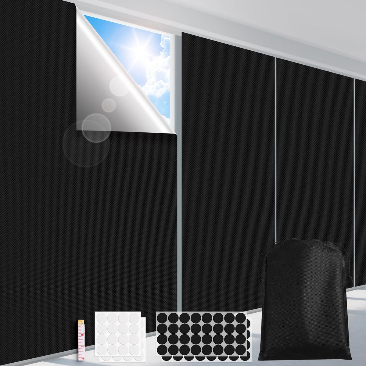 FADOTY 100% blackout curtains travel-pack setup for quick darkness