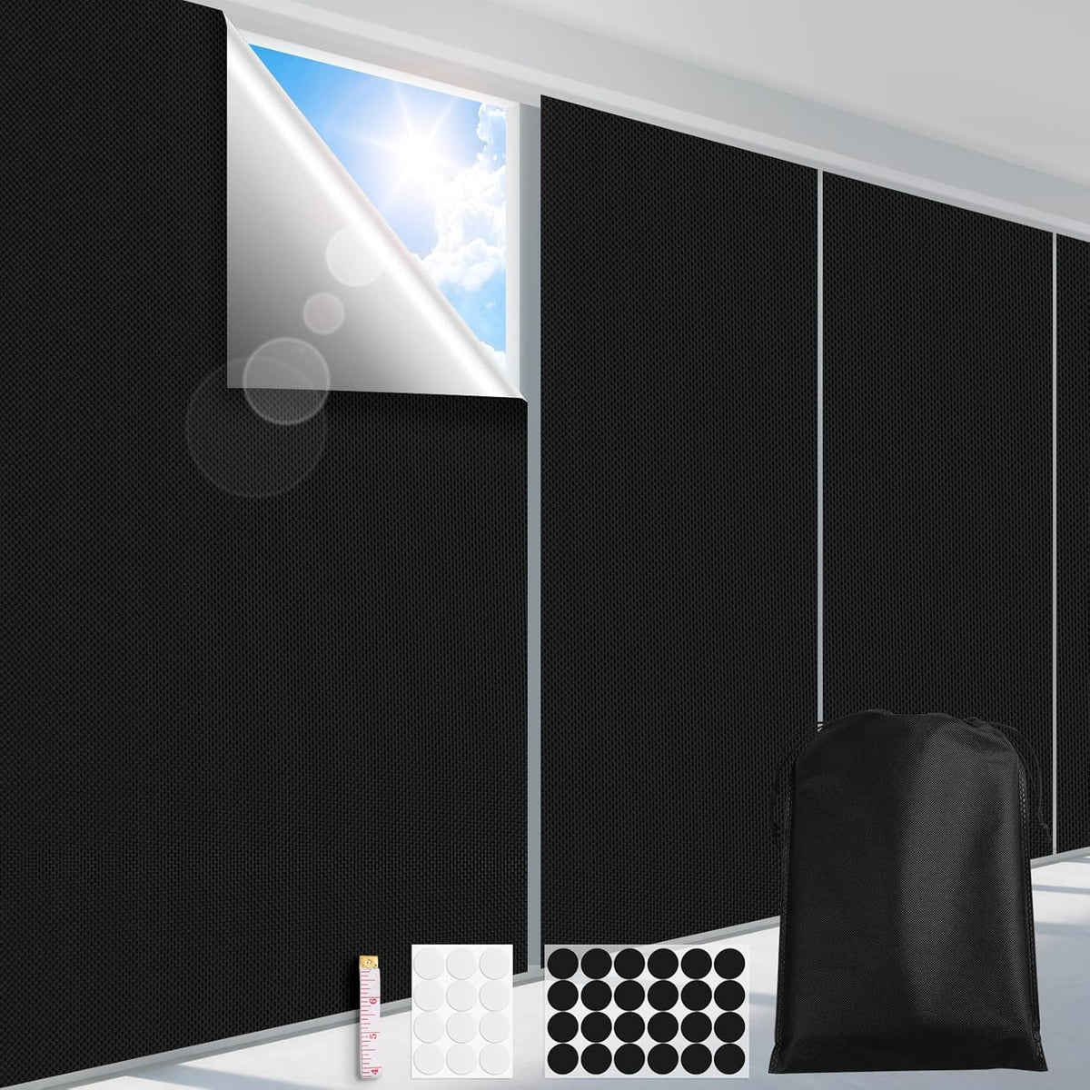 FADOTY blackout curtains in a bedroom setup block sunlight for better daytime rest.