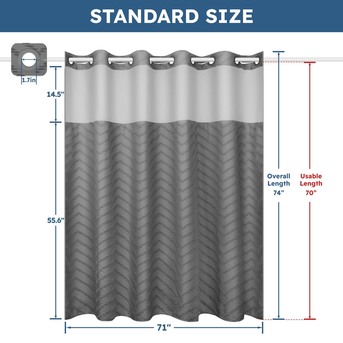 FADOTY hotel-grade water-resistant fabric curtain for durable use.