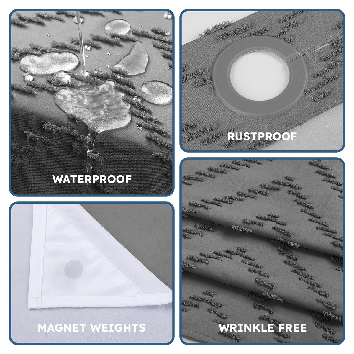 FADOTY machine-washable shower curtain simplifies cleaning and upkeep.