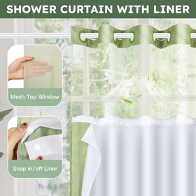 FADOTY snap-in liner for easy washing without removing the curtain.