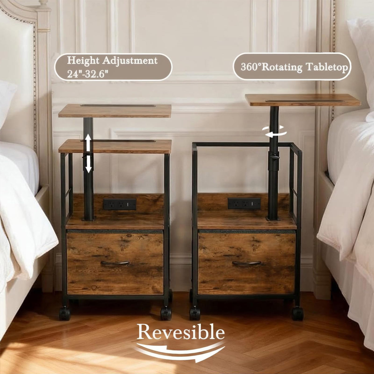 Faesun bedside table small spaces fits neatly beside compact seating 16-5w-11-8d