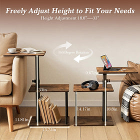 Faesun Height Adjustable End Table aligned to couch height