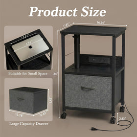 Faesun nightstand on rolling casters, easy mobility for living room tasks.
