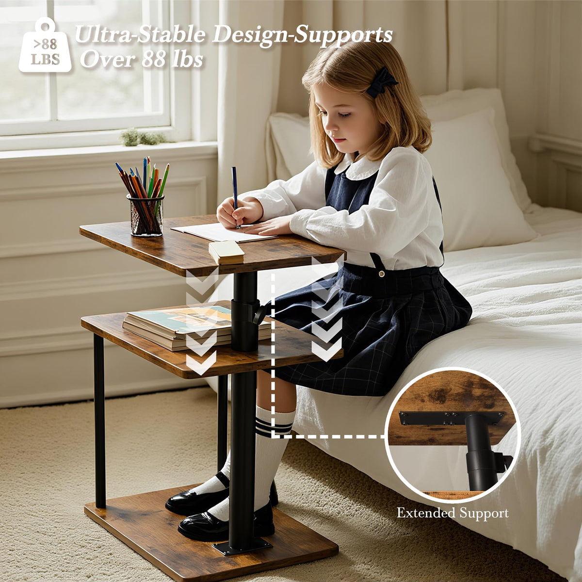 Faesun Open Storage Shelf End Table holds remotes and books