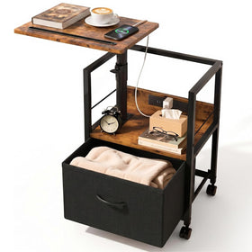 Faesun swivel lift-top nightstand offers easy access to bedside essentials.