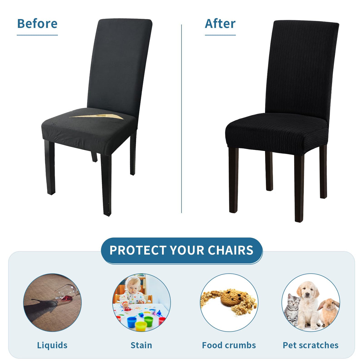 Fafua stretch dining chair cover in beige refreshes dining room style and extends chair life