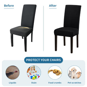 Fafua stretch dining chair cover in beige refreshes dining room style and extends chair life