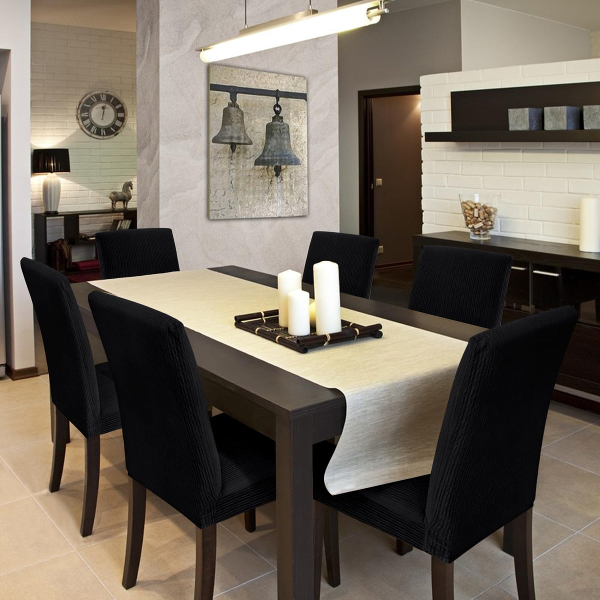 Fafua stretch dining chair cover in charcoal offers a sleek, wrinkle-free fit for events