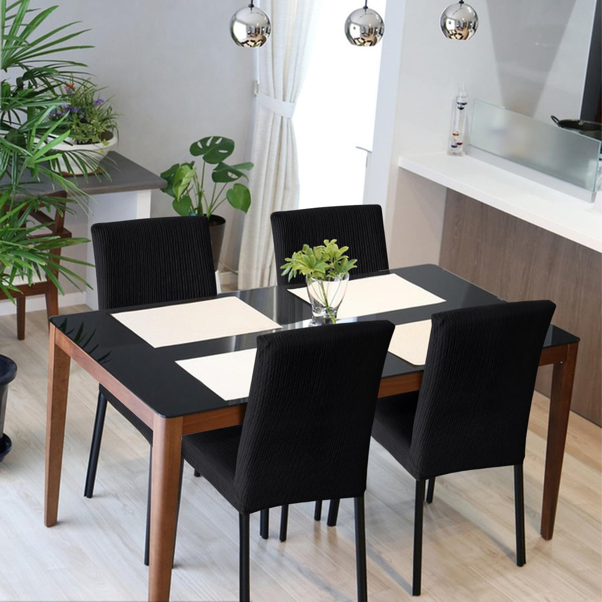 Fafua stretch dining chair cover is machine washable for easy care