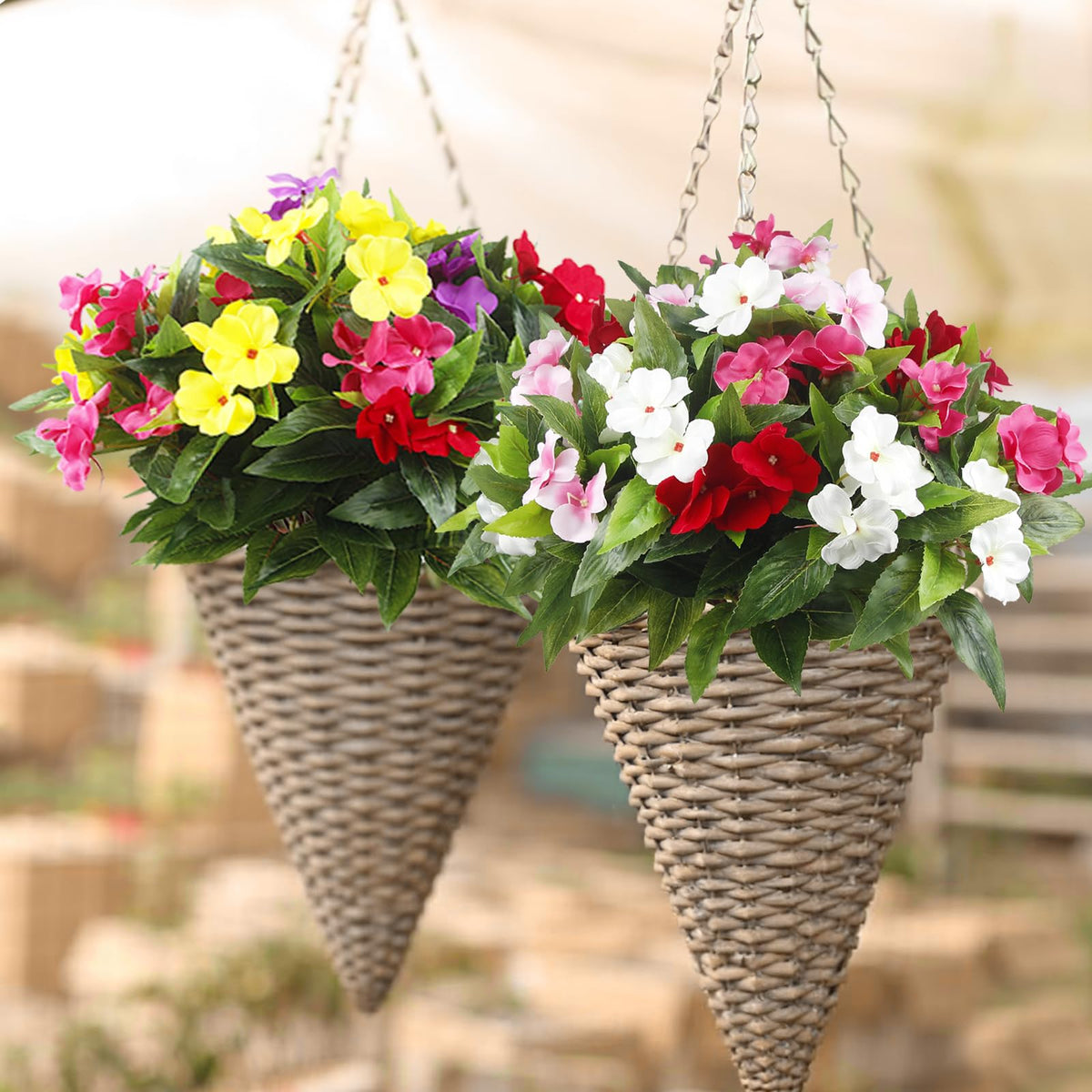 FAICOIA artificial impatiens pink outdoor bouquet for garden displays