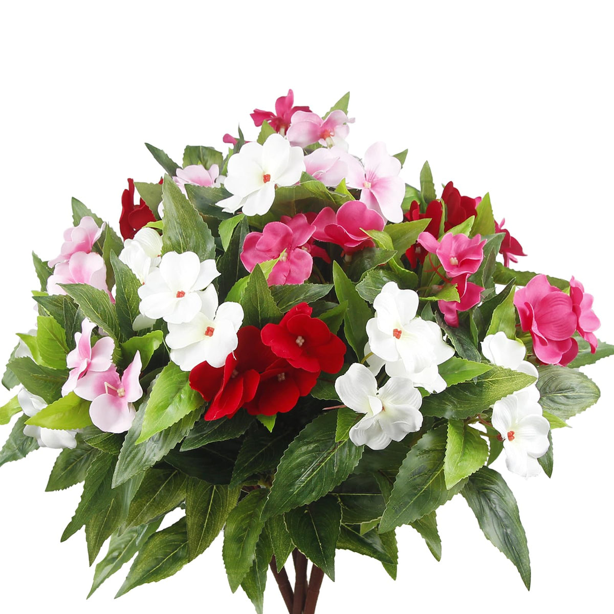 FAICOIA artificial impatiens red outdoor bouquet for planters enhances color