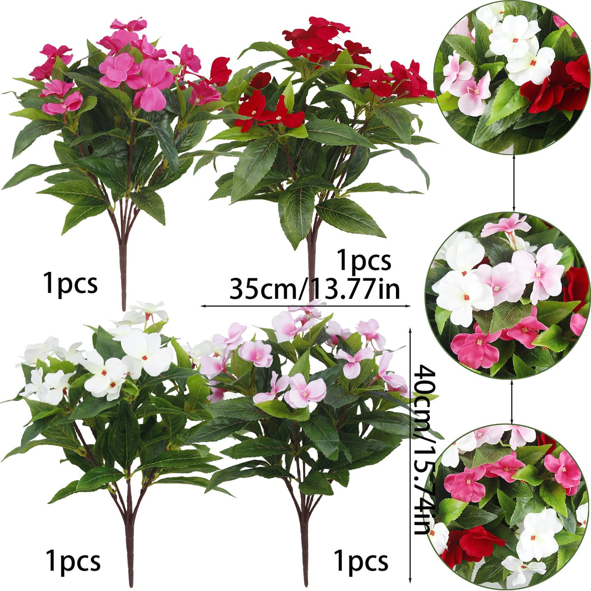 FAICOIA artificial impatiens white outdoor bouquet brightens balconies