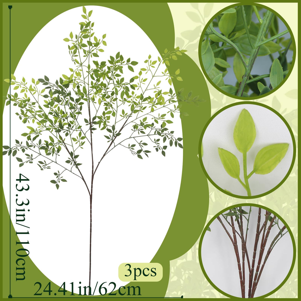 Close-up of FAICOIA nandina leaves to emphasize realistic texture and natural look.