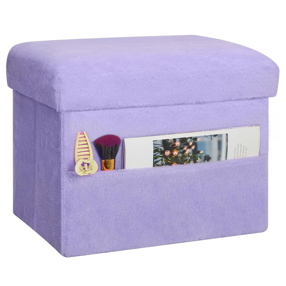 FaiPue small purple storage ottoman with plush padding for comfy seating and hidden storage.