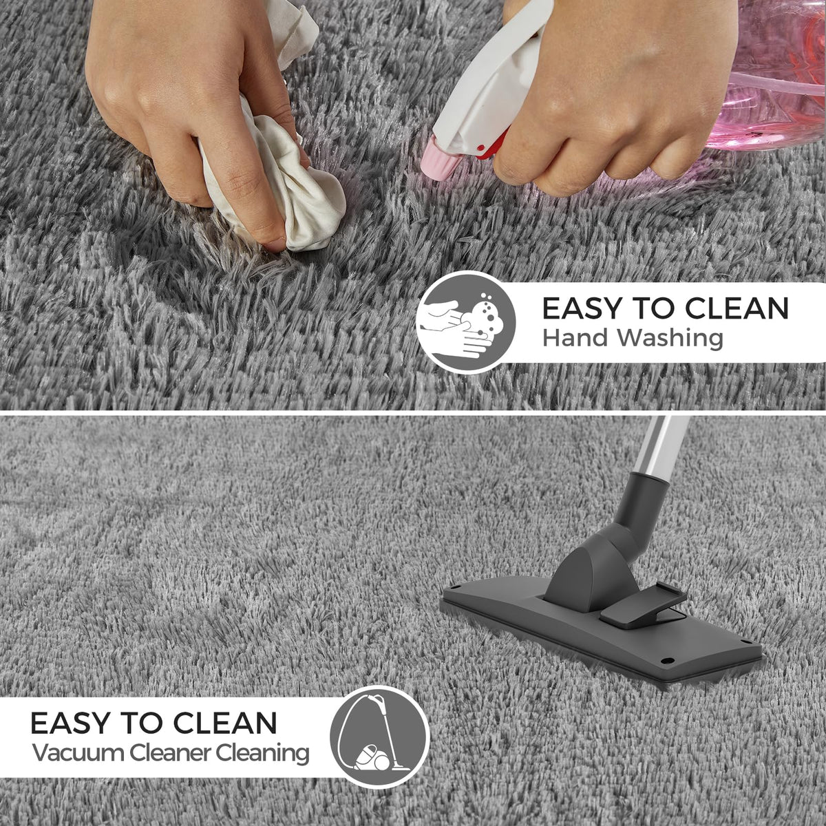 Fairblink 5x8 easy-clean rug demonstrates quick maintenance for busy homes.