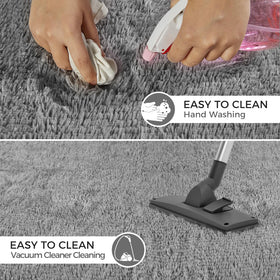 Fairblink 5x8 easy-clean rug demonstrates quick maintenance for busy homes.