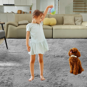 Fairblink 5x8 Ultra Soft Rug closeup shows plush pile for cozy playtime on hard floors.