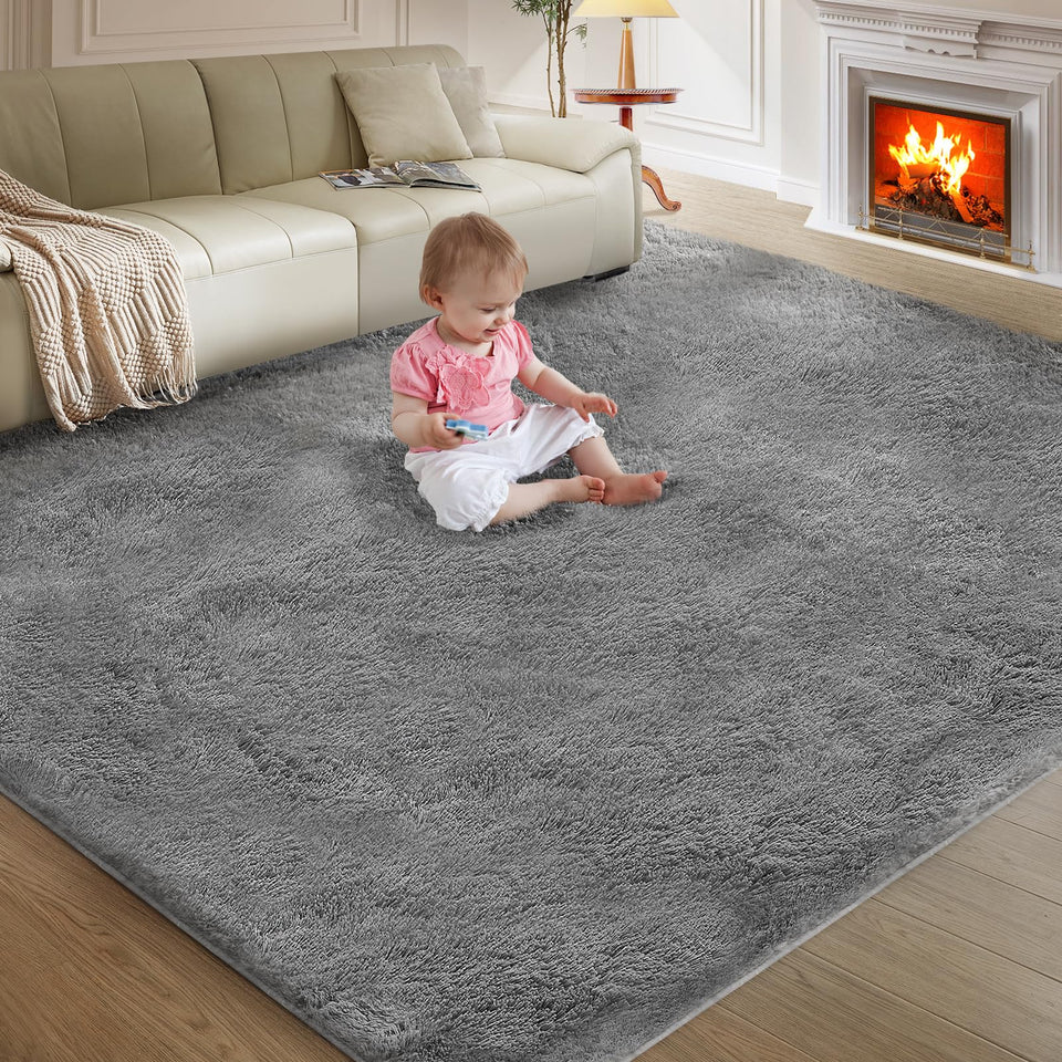 Fairblink 5x8 Ultra Soft Rug grey color adds warmth to any living space.