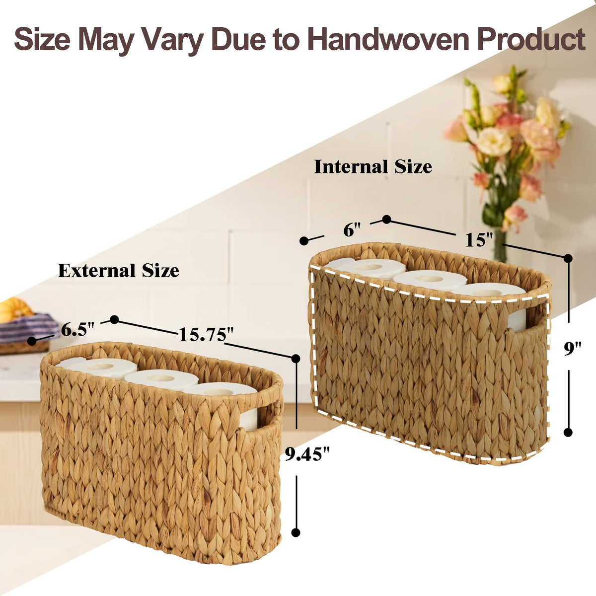 FairyHaus freestanding bathroom storage basket suitable for any bathroom layout.