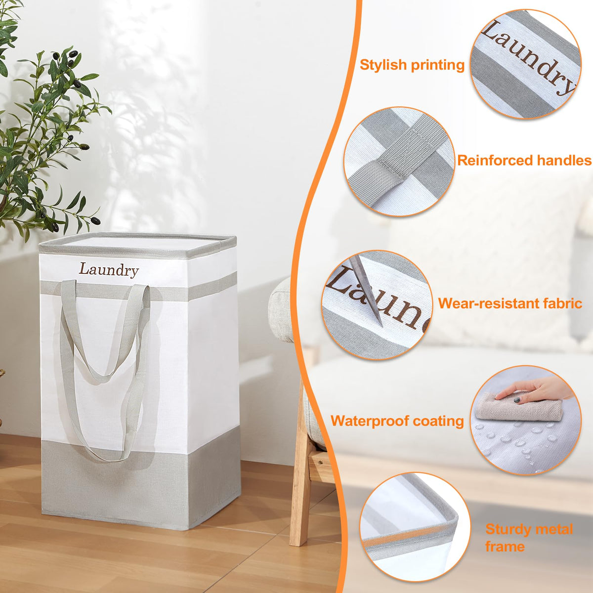 FairyHaus 78L waterproof fabric promises protection against moisture in laundry areas.
