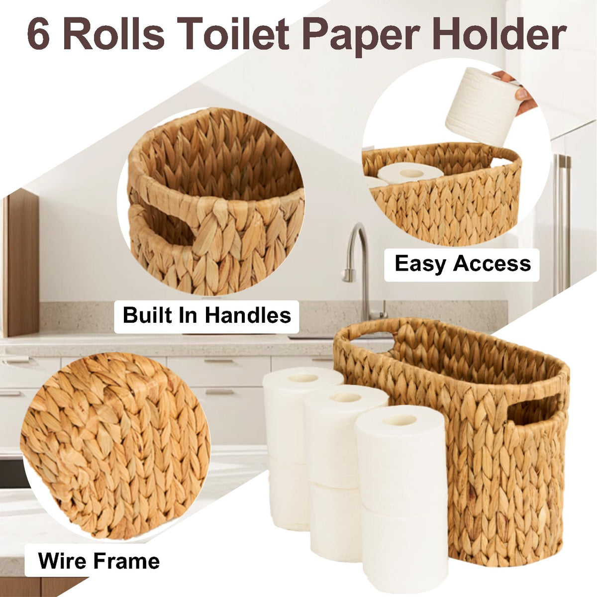 FairyHaus natural water hyacinth adds eco-friendly warmth to bathroom decor.