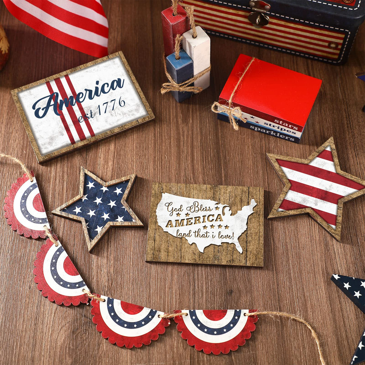 FairySandy rustic wooden signs bundle, versatile for tiered tray styling.
