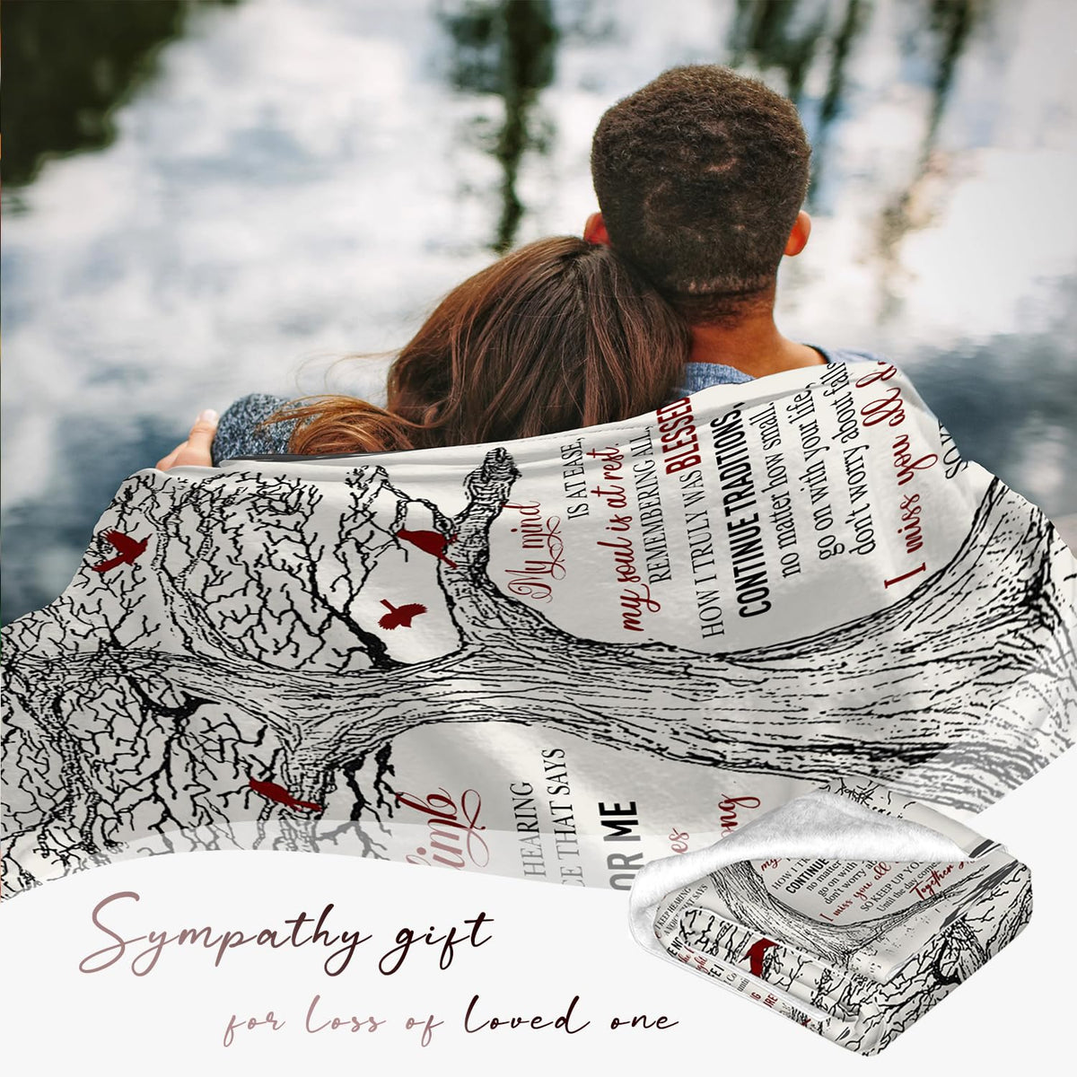 FAIVHSO bereavement blanket on a sofa conveying warmth and remembrance.