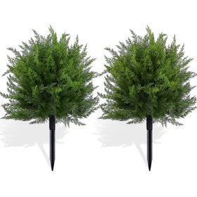 FAJUNZH artificial topiary cedar ball outdoor with lifelike leaves for year-round curb appeal.