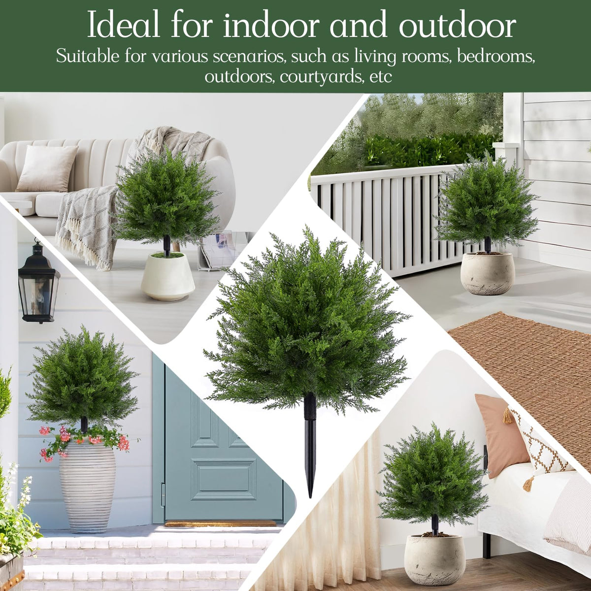 FAJUNZH topiary in planter demonstrates versatile indoor or outdoor decor options.