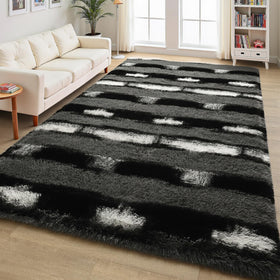 FALARK fluffy area rug striped pattern brightens decor and spaces