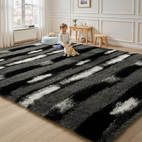 FALARK fluffy area rug memory foam layer adds plush cushioning