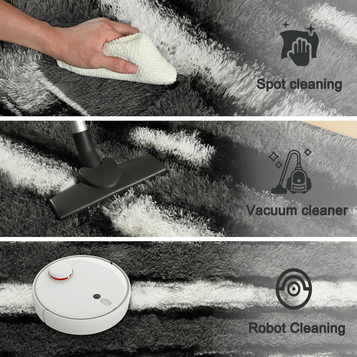 FALARK fluffy area rug durable and washable with air dry after cleaning