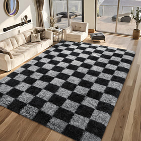 FALARK rug checkered pattern brightens spaces with stylish texture.