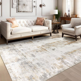 famibay 5x8 abstract area rug in living room adds neutral elegance